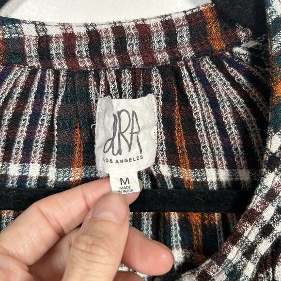 DRA Los Angeles Anthropologie Plaid Flannel Snap Button Top Women's Size Medium - Picture 4 of 8